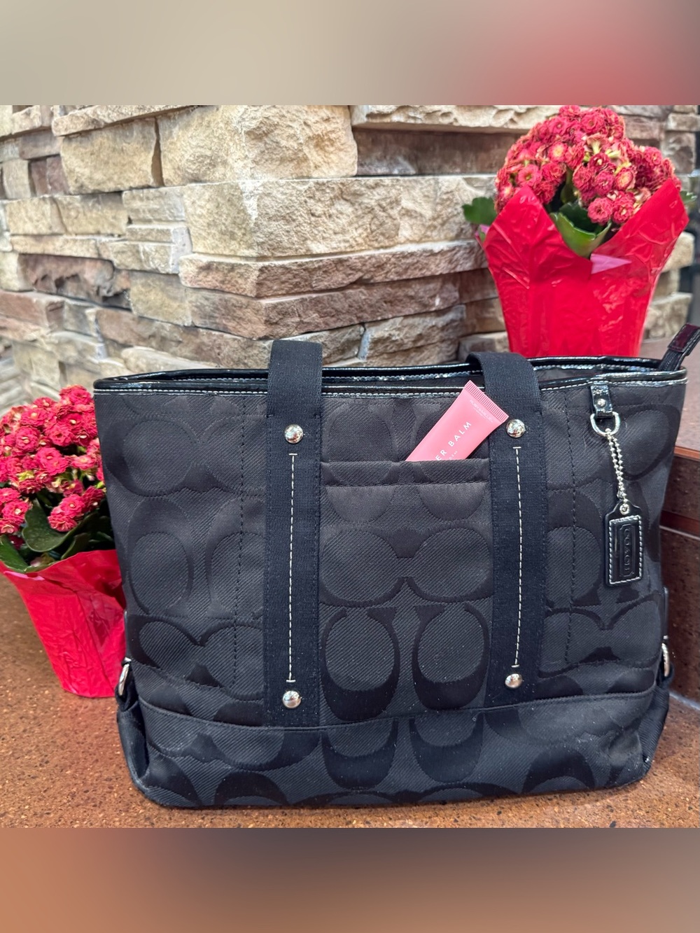 Coach Kyra/Daisy Signature Tote on Jacquard Black